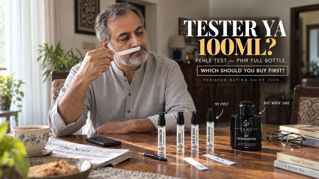 Perfume Tester vs 100ML Full Bottle in Pakistan 2026 – Which Should You Buy First?